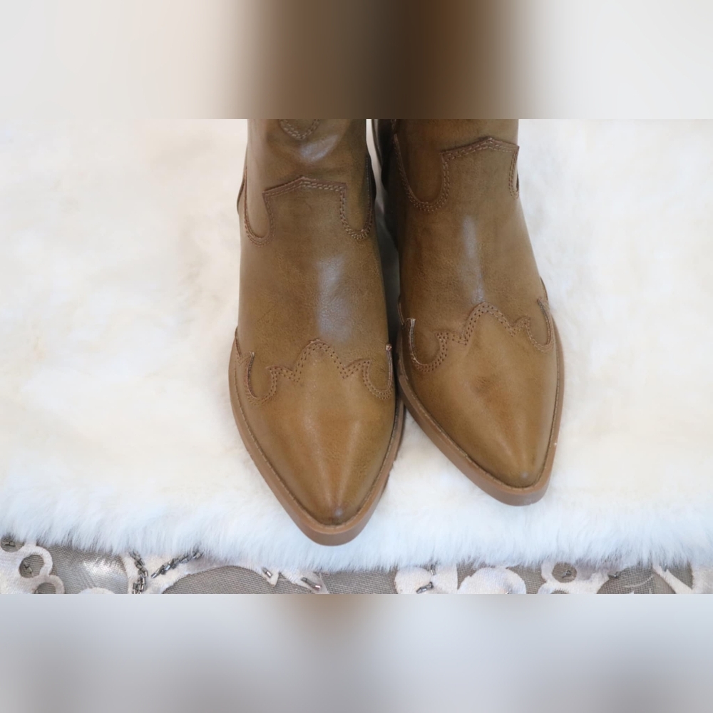Sun + Stone Brennaa Western Stitching Cowboy Booties, Created for Macy's - Tan